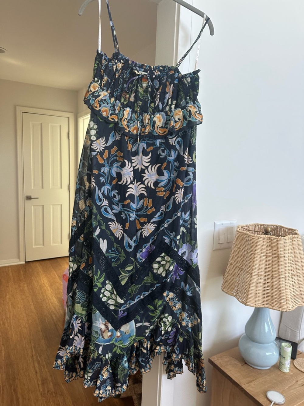 Farm Rio Floral Ruffle Midi Dress